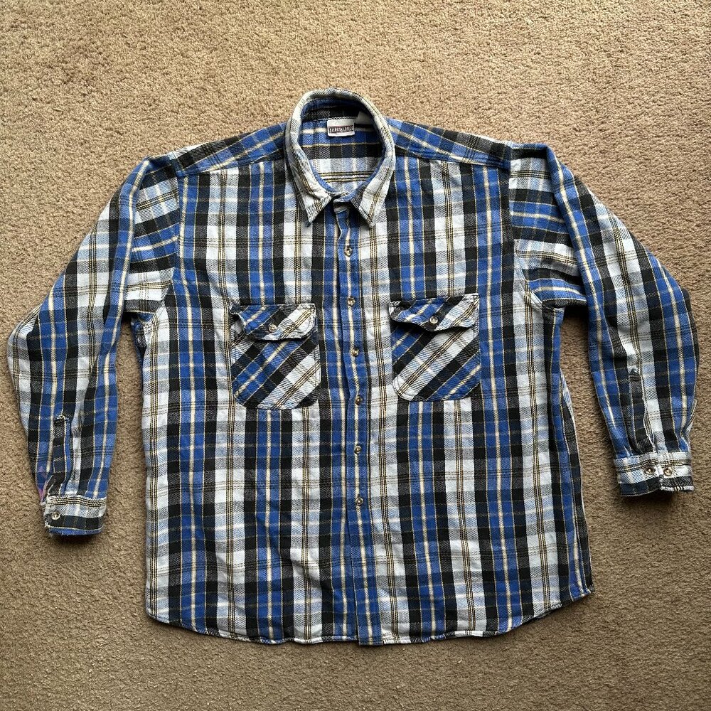 Field & Stream Shirt Mens 2XLT Flannel Vtg Button Up Point Collar Plaid